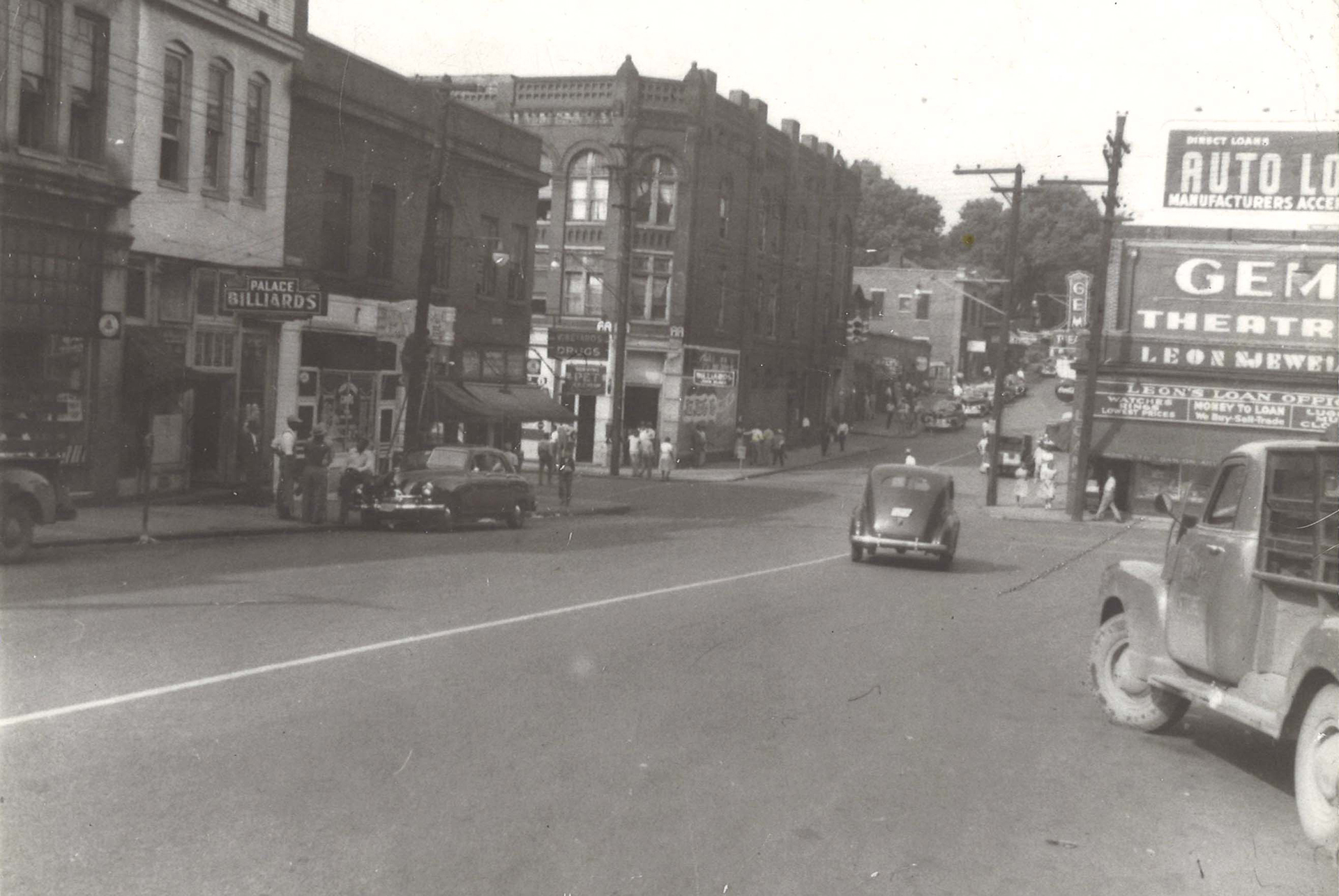 The corner of Vine and Central was the heart of the East Knoxville  neighborhood until an "urban renewal" project destroyed it. (Photo courtesy of the Beck Center)
