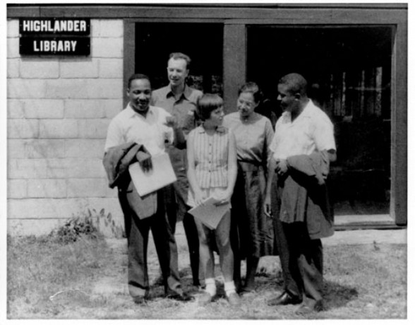 Charis Horton, daughter of Highlander founders Myles and Zilphia Horton, with Martin Luther King Jr., Pete Seeger, Rosa Parks and Ralph Abernathy
