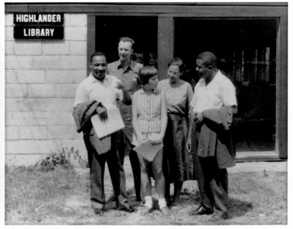 highlander_library_parks_king_t588 Charis Horton, daughter of Highlander founders Myles and Zilphia Horton, with Martin Luther King Jr., Pete Seeger, Rosa Parks and Ralph Abernathy