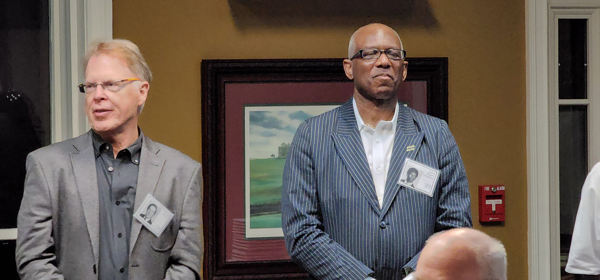 Charles McNair and James "Shack" Thompson at the Dothan High Class of 1972 reunion. (Photo by Dennis Lathem)