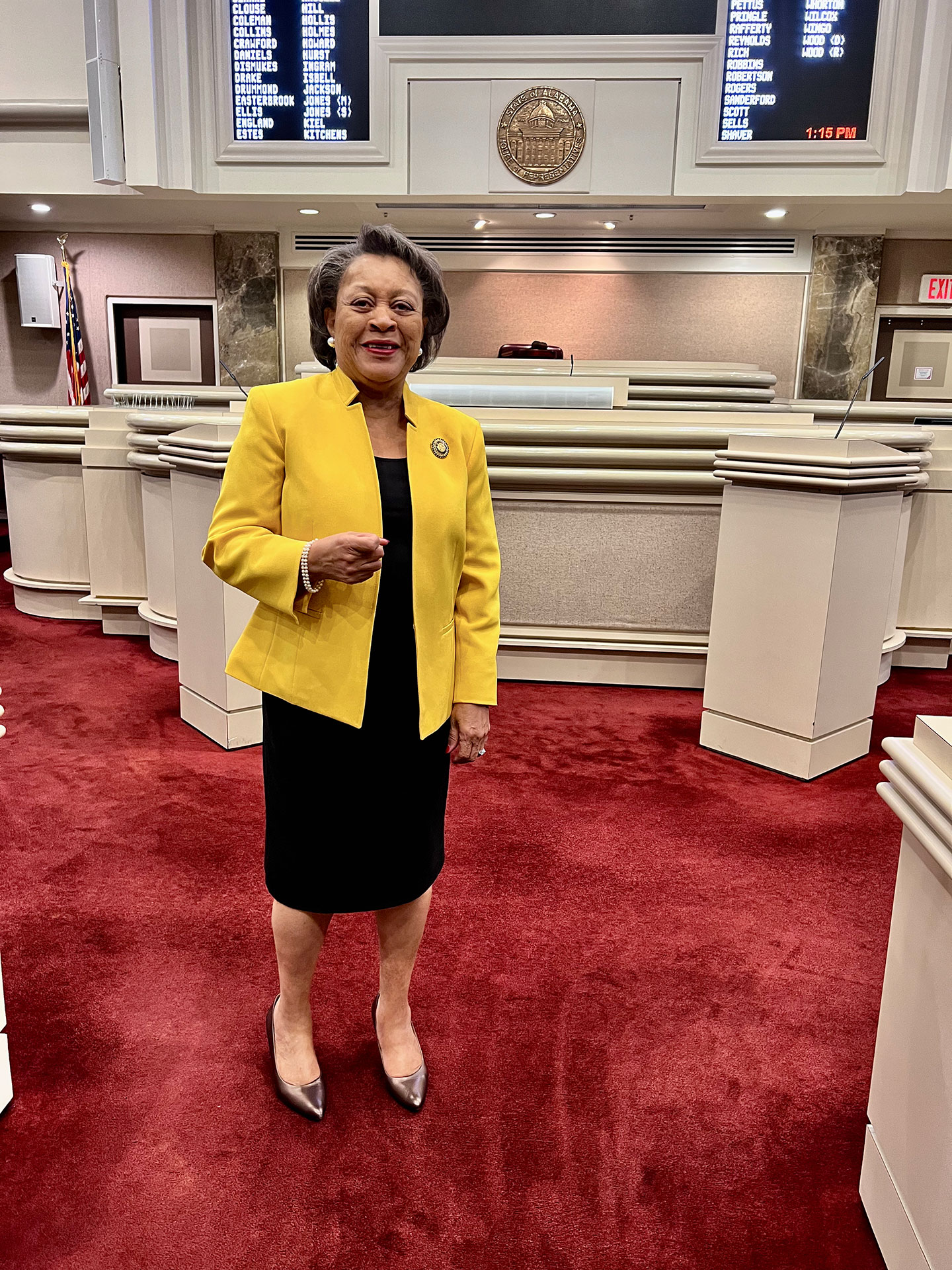 Ernestine Crowell in the Alabama House chamber (photograph by Elizabeth DeRamus)