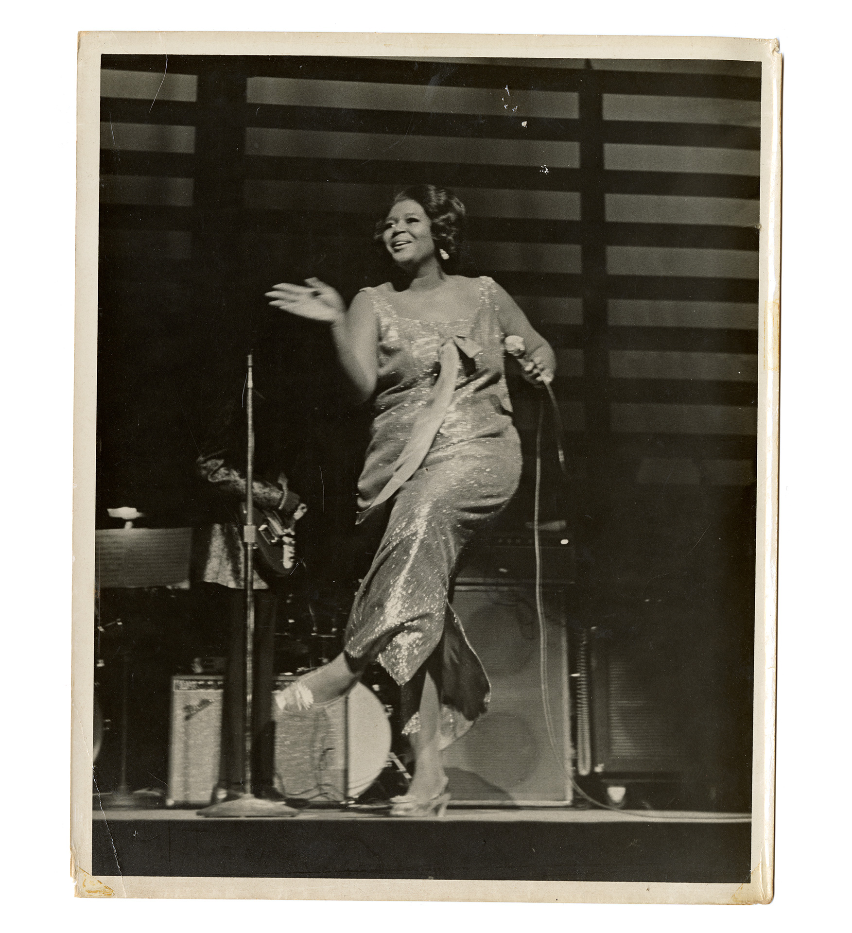 COMPRESSED-Gloria-Walkr,-Apollo-Theater,-October-1968-(Oscar-Havior-on-guitar-in-background) Gloria Walker on stage at Harlem's Apollo Theater in October of 1968 (photograph courtesy of Georgia College Special Collections)
