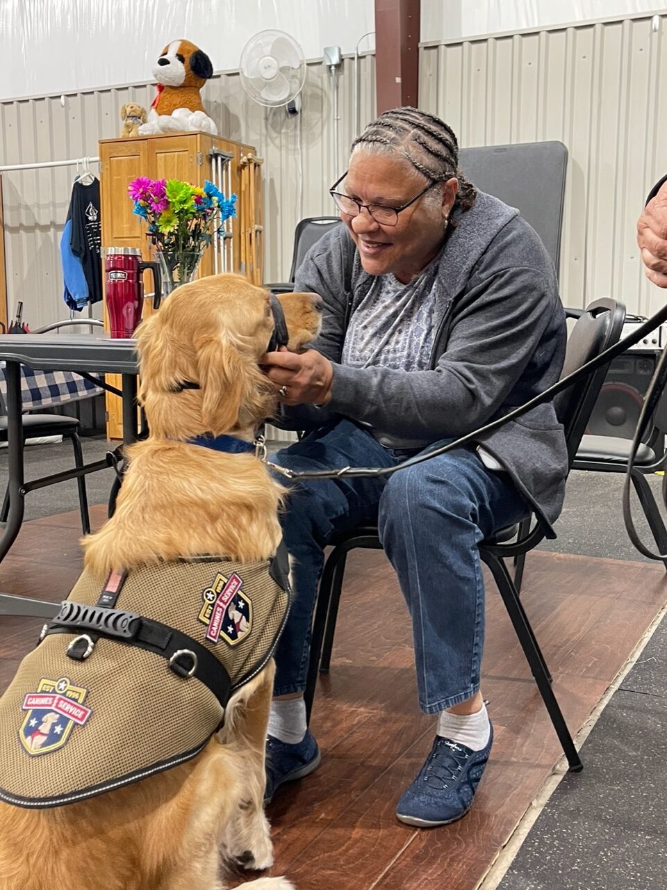 Belinda and her service dog, Pilot