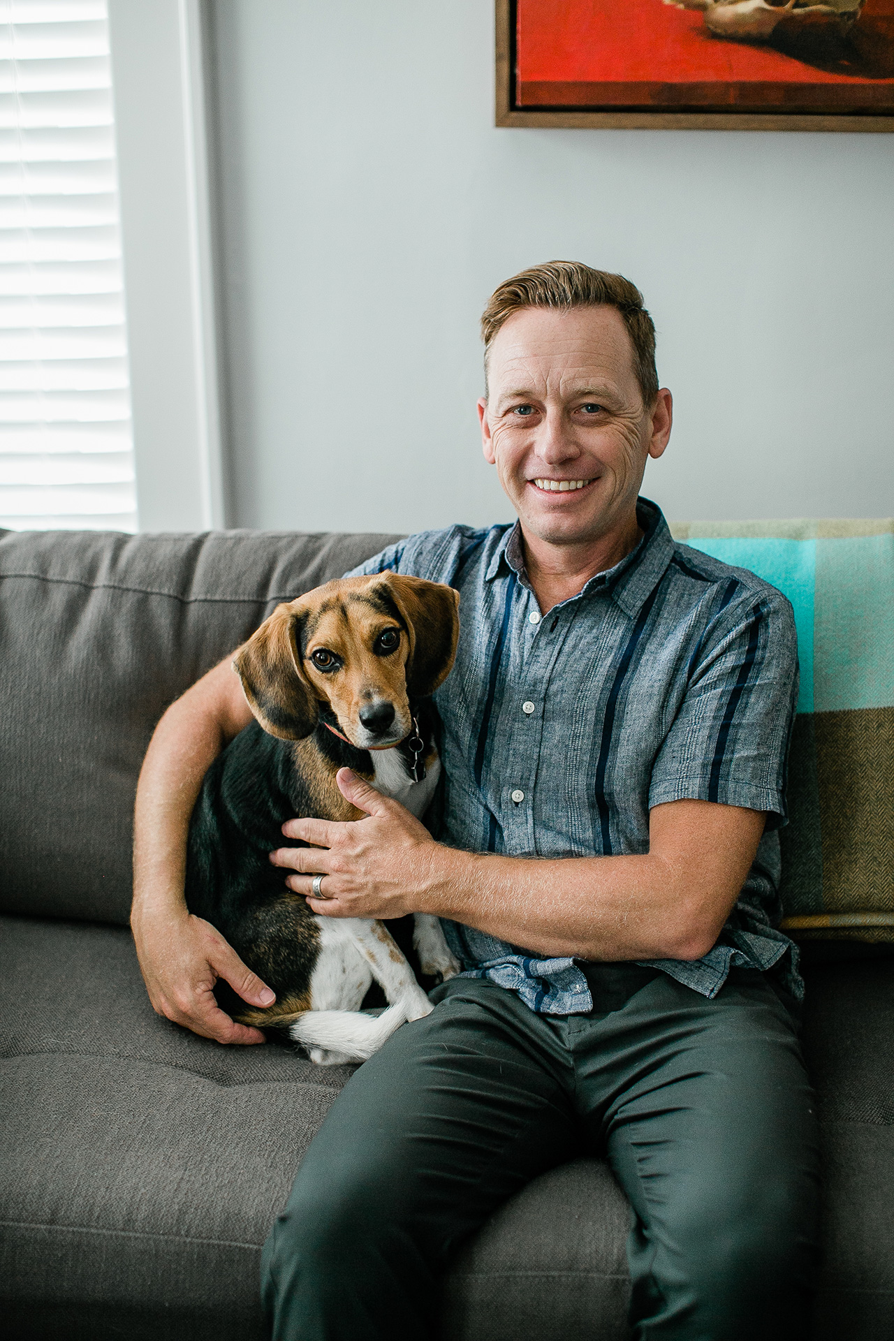 Silas House with his beloved beagle, Ari (photograph by Bradley Quinn)