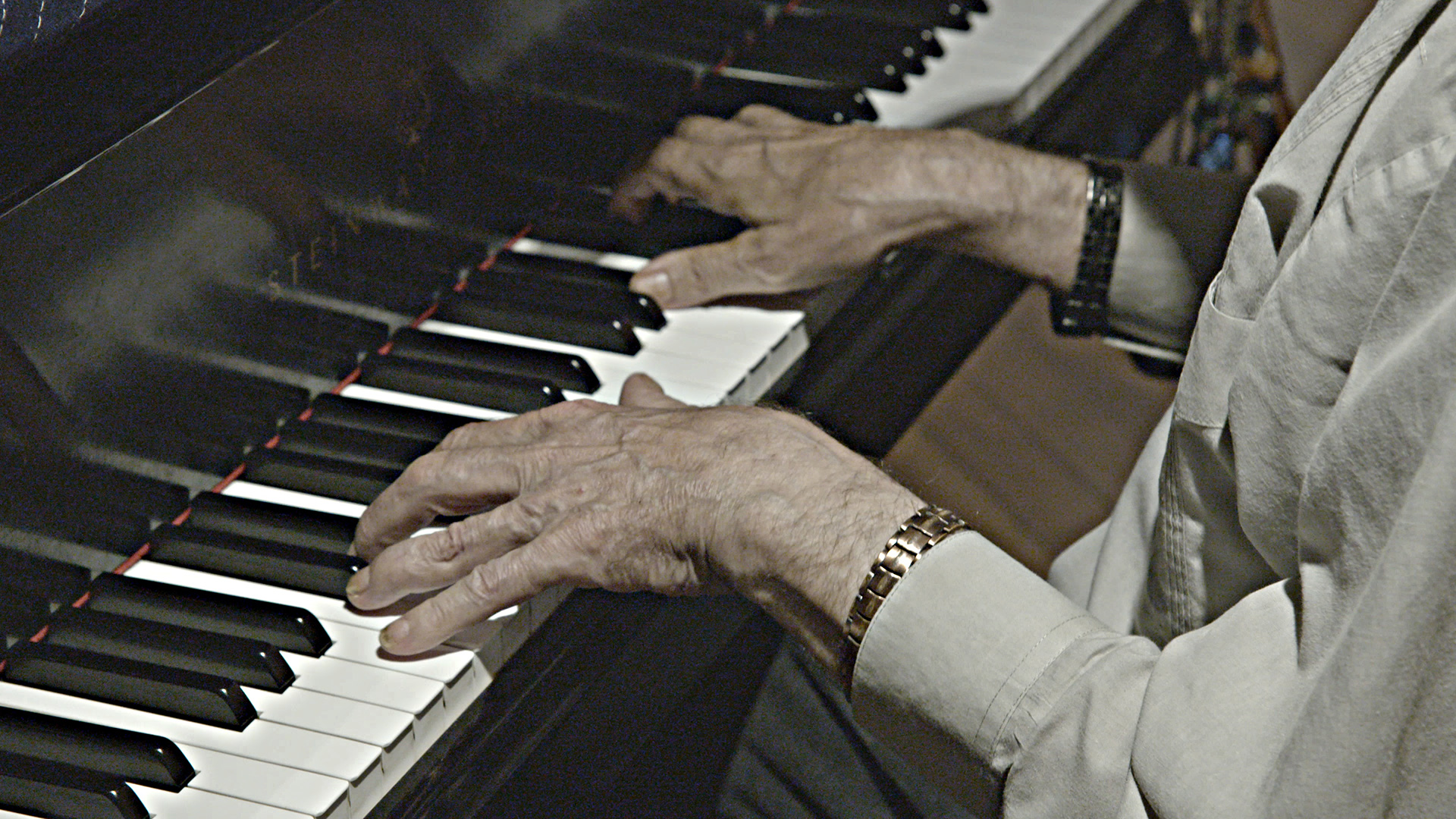 Dr. John's hands on the piano (photograph by Jason Villamarette)