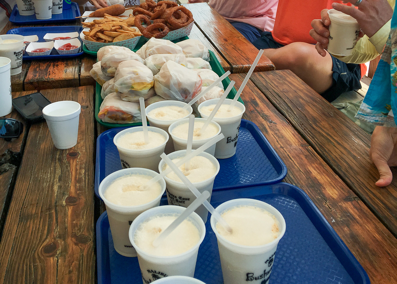 Fries, onion rings, cheeseburgers and Bushwackers at Pirate's Cove