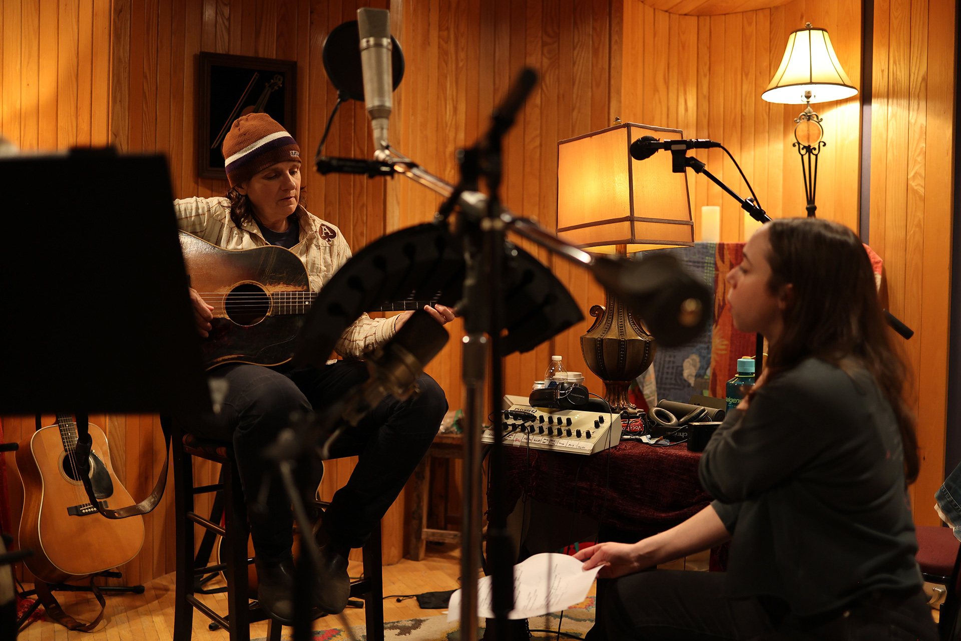 Amy in the studio with Sarah Jarosz (Photograph by Jordan Hamlin)