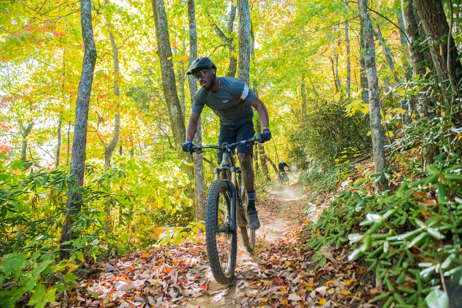CONDENSED-Solo-male-biker Leaders hope the new trails will revitalize Old Fort by creating an outdoor recreation economy rooted in equity and inclusion. (Photograph by Eric Arce)