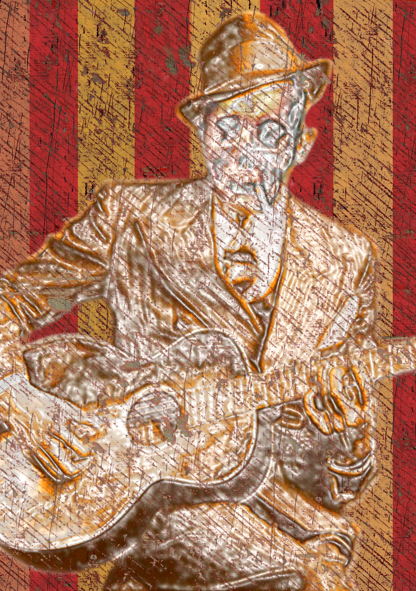 A painting of Robert Johnson by the Welsh-born, Chicago-based artist and musician Jon Langford (used by permission of the artist)