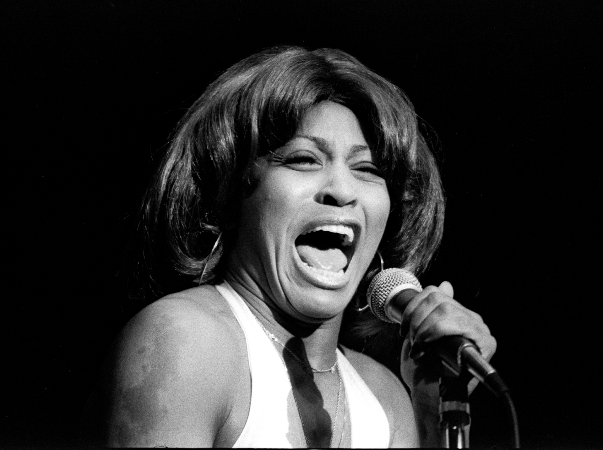 Tina Turner performs at the Cocoanut Grove nightclub in Los Angeles's Ambassador Hotel in 1975.