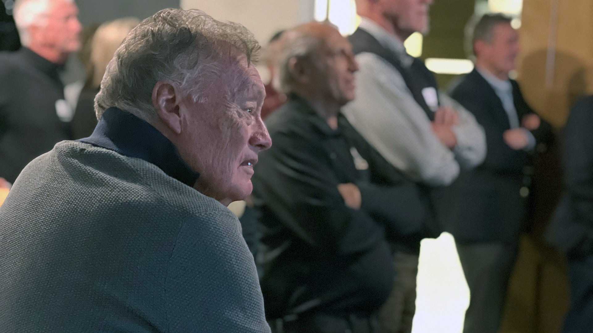 Vaughn Christian listens to the testimonies of his former players. (photograph by Ethan Joyce).