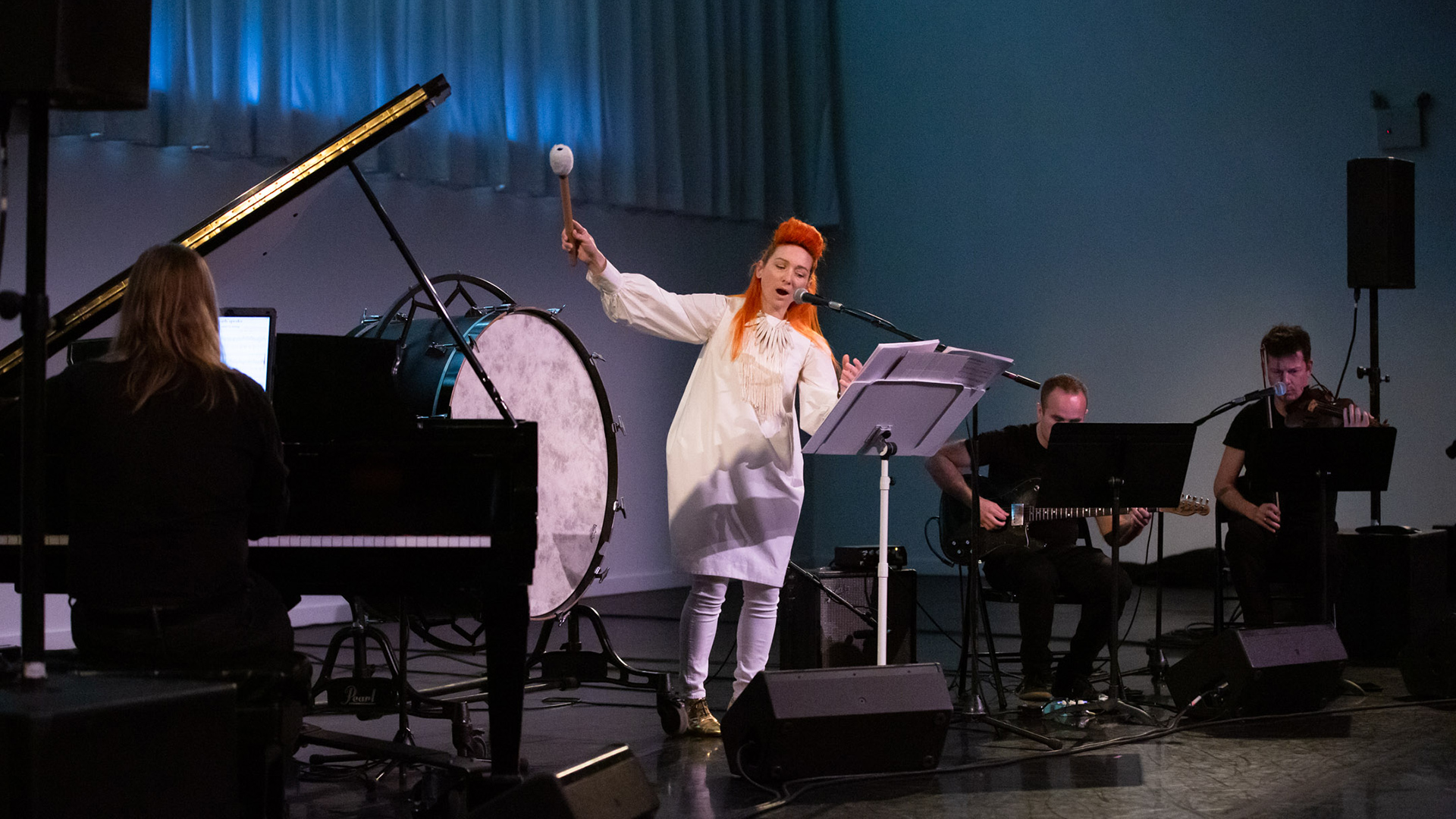 Shara Nova performing at the 2022 Long Play Festival, presented by Brooklyn's longstanding performing arts organization, Bang on a Can (photograph by Peter Serling)