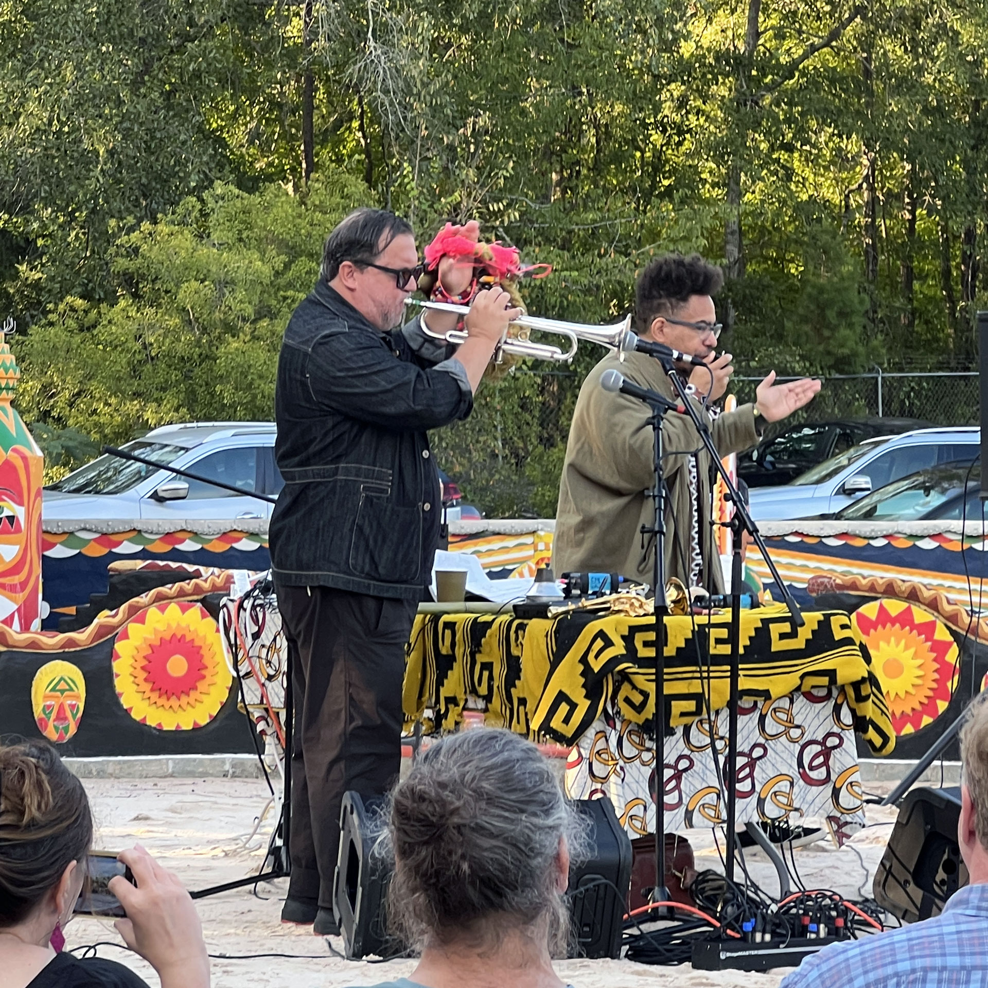 Rob Mazurek and Damon Locks perform at Pasaquan.