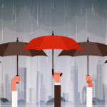 Umbrellas representing how we care for our children even when times are hard.